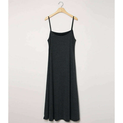 MUMMY.cc:吊帶垂感休閒連身裙配抽繩上衣套裝（單購）:Dress / Charcoal