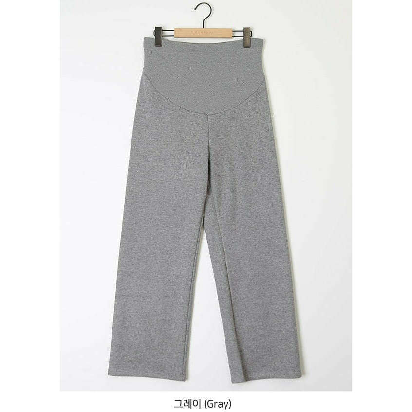 MUMMY.cc:孕婦加絨羅紋休閒長褲:Gray