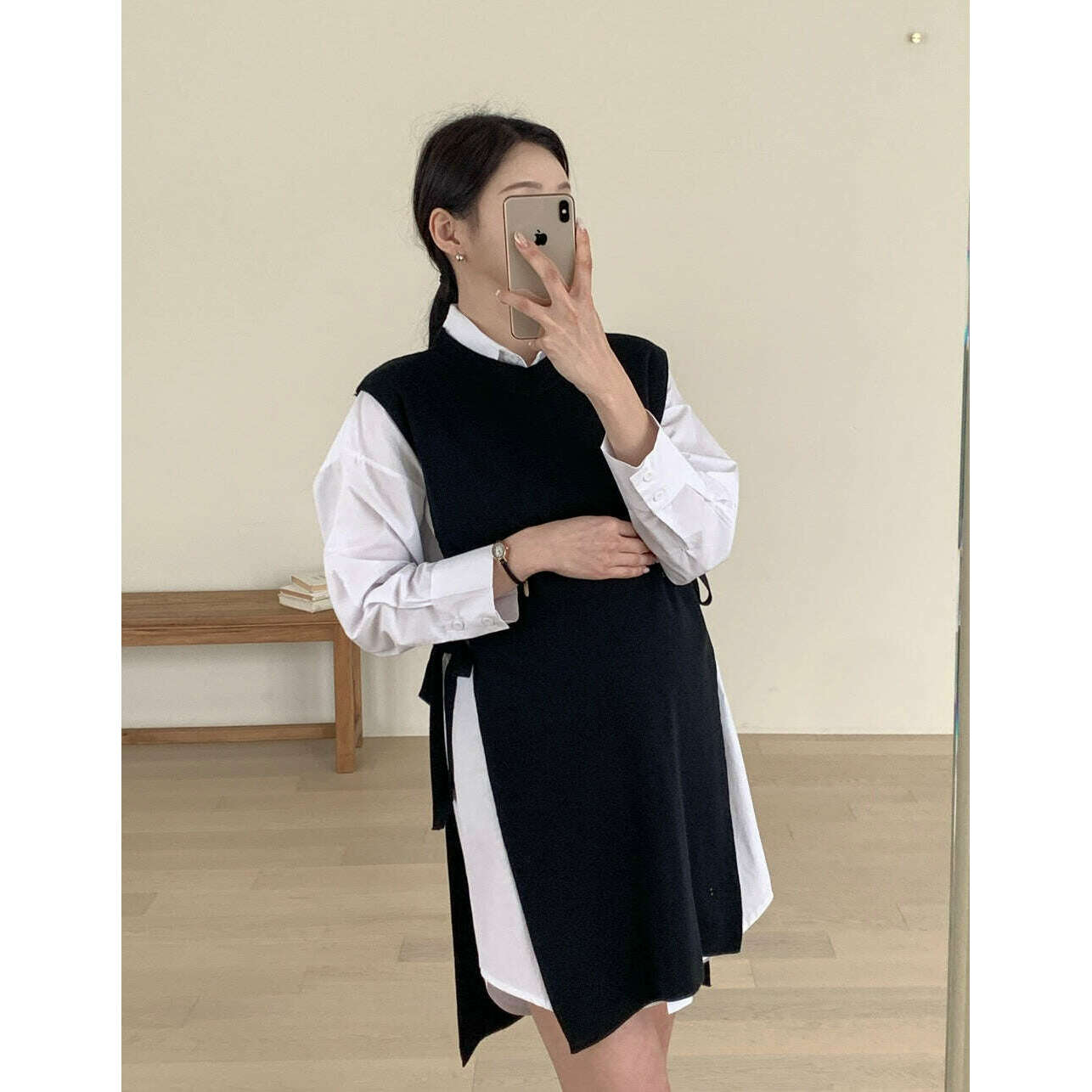 MUMMY.cc:側綁帶翻領恤衫背心套裝