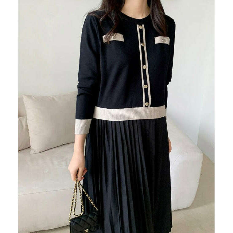 MUMMY.cc:大方斯文孕婦假兩件針織連身裙