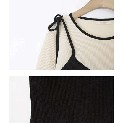 MUMMY.cc:假兩件針織吊帶連身裙