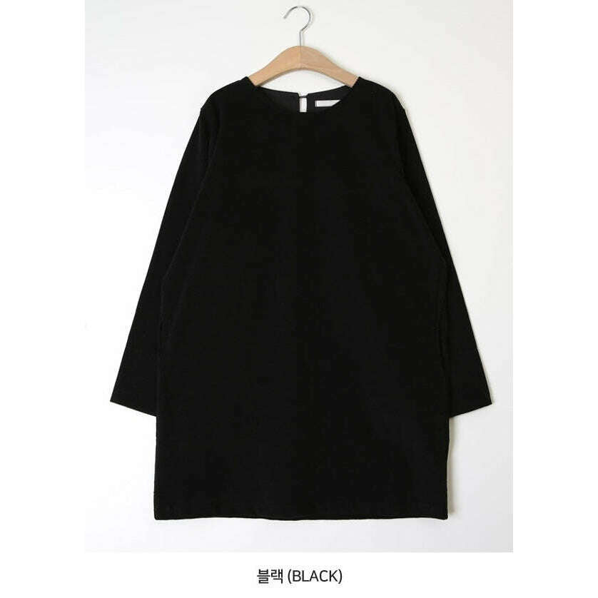 MUMMY.cc:圓領口袋細條紋燈芯絨連身裙:Black