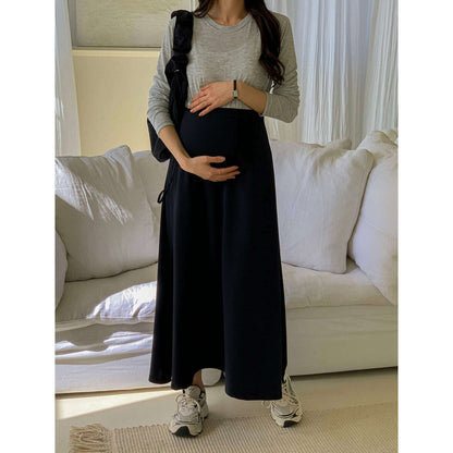 MUMMY.cc:孕婦高腰半截側開叉長裙