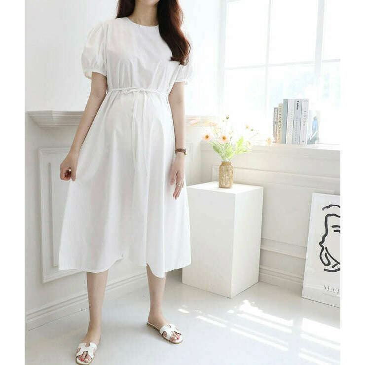 MUMMY.cc:puff sleeves cotton one-piece with strap