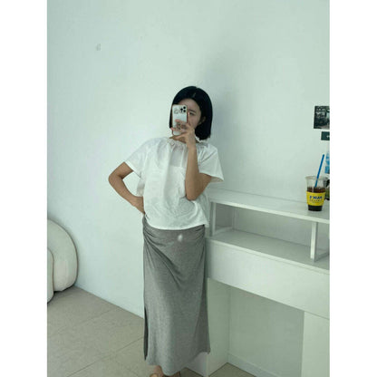 MUMMY.cc:氣質新款褶皺高腰修身長裙