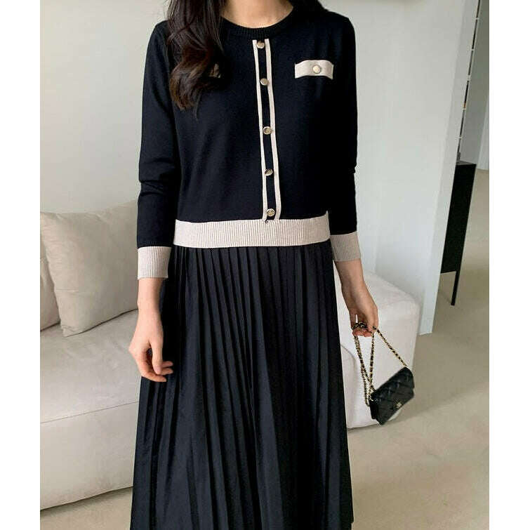 MUMMY.cc:大方斯文孕婦假兩件針織連身裙