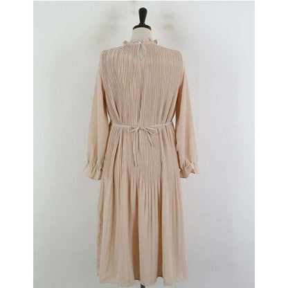 MUMMY.cc:純色寬鬆壓褶雪紡連身裙