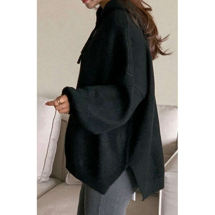 MUMMY.cc:寬鬆羊毛混紡連帽針織衫