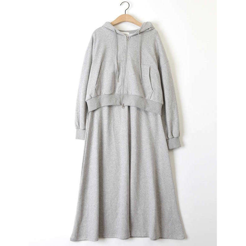 MUMMY.cc:純色舒適休閒套裝中袖連身裙:Grey