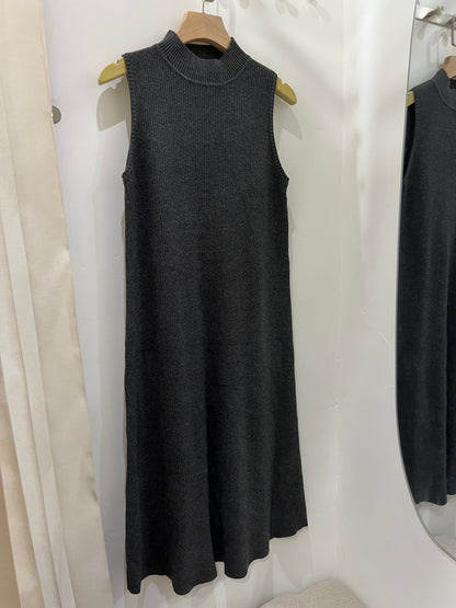 高領背心針織連身裙