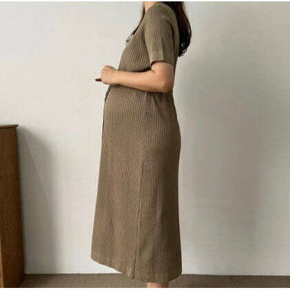 MUMMY.cc:孕婦抽繩收腰連身裙