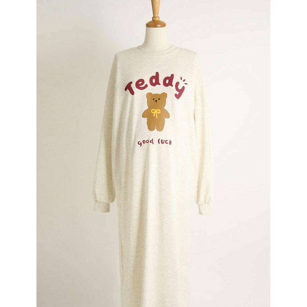 MUMMY.cc:Teddy印花圖案連身裙:Oatmeal