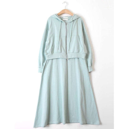 MUMMY.cc:純色舒適休閒套裝中袖連身裙:Mint