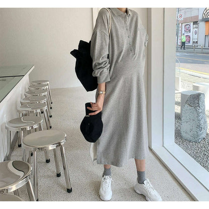 MUMMY.cc:企領polo哺乳棉質寬鬆連身裙