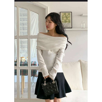 MUMMY.cc:mini flare knit skirt