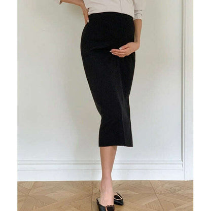 MUMMY.cc:孕婦舒適高腰單開衩半截裙