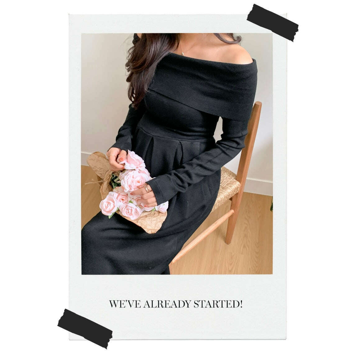 MUMMY.cc:Off shoulder knit maternity dress