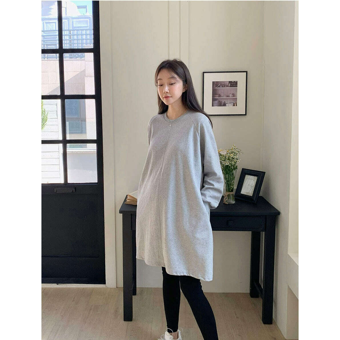MUMMY.cc:圓領純棉口袋簡約A-line連身裙