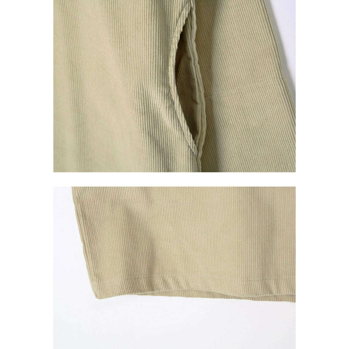 MUMMY.cc:圓領口袋細條紋燈芯絨連身裙