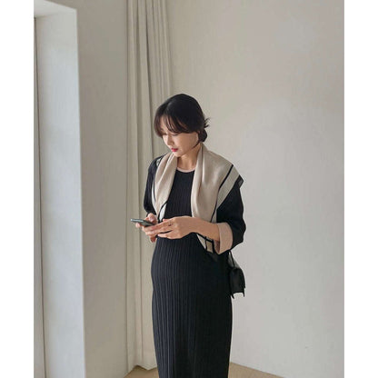 MUMMY.cc:中袖垂感優雅孕婦裙