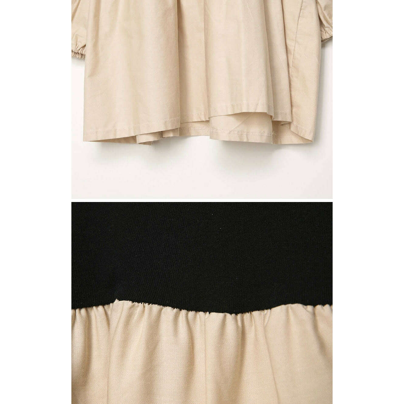 MUMMY.cc:孕婦7分袖拼色寬鬆襯衫