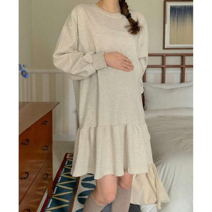 MUMMY.cc:休閒衛衣荷葉邊寬鬆連身裙