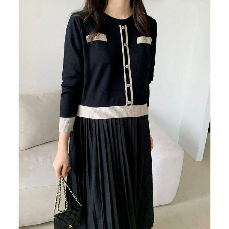 MUMMY.cc:大方斯文孕婦假兩件針織連身裙