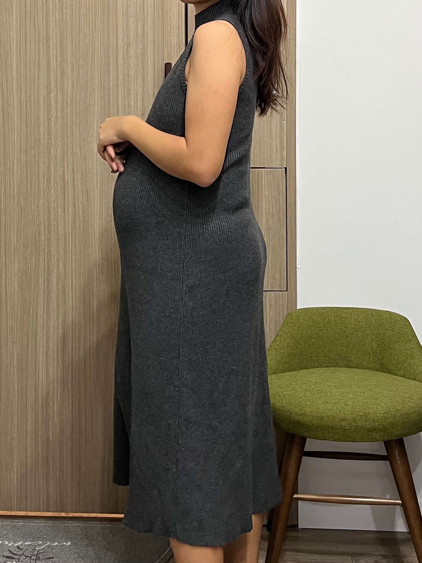 高領背心針織連身裙