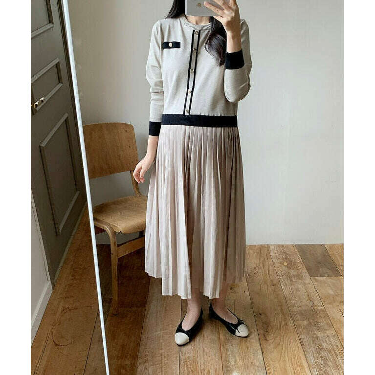 MUMMY.cc:大方斯文孕婦假兩件針織連身裙