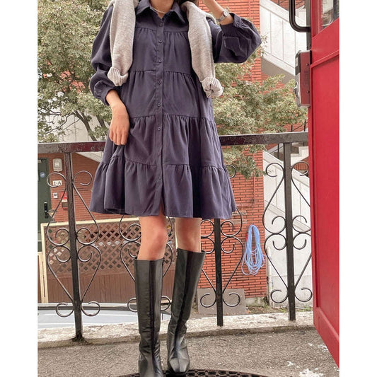 MUMMY.cc:孕婦企領開鈕哺乳娃娃裝裙