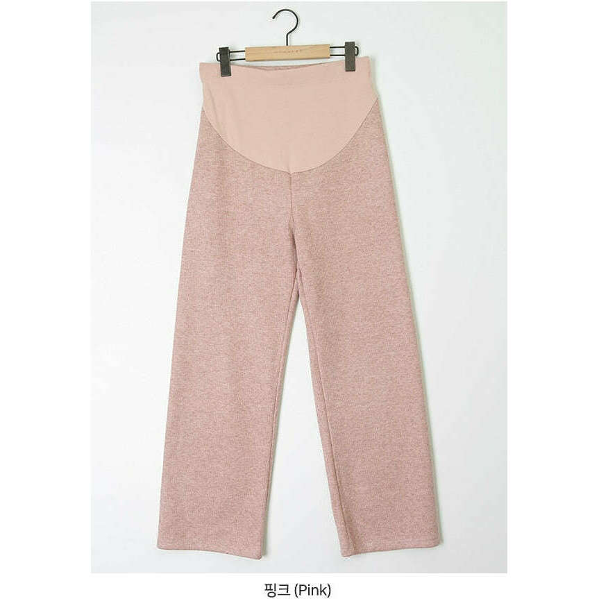 MUMMY.cc:孕婦加絨羅紋休閒長褲:Pink