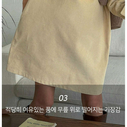 MUMMY.cc:圓領口袋細條紋燈芯絨連身裙
