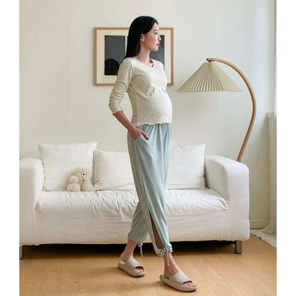 MUMMY.cc:寬鬆束腳綁帶孕婦瑜伽運動褲
