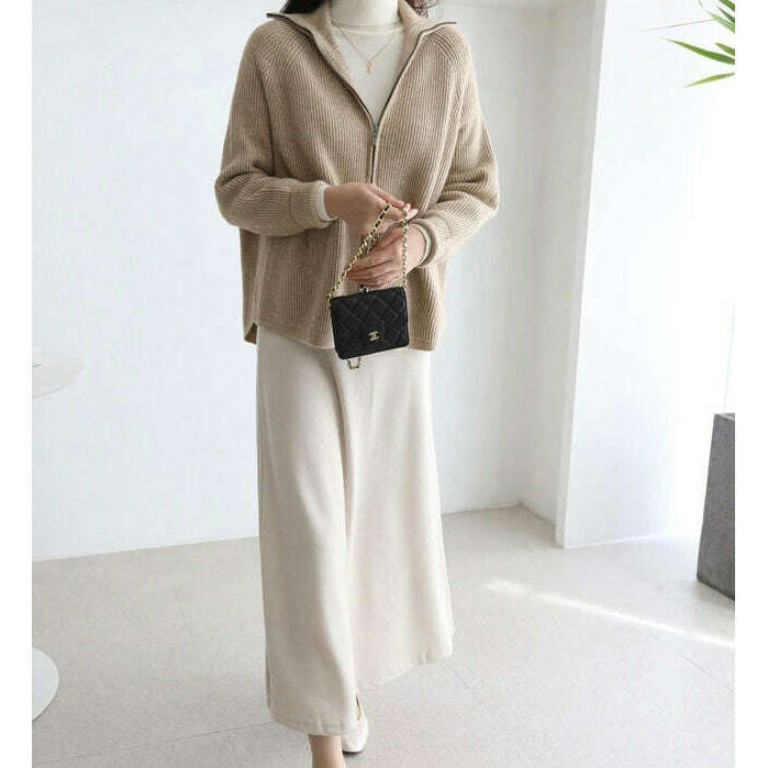 MUMMY.cc:休閒拉鍊前短後長針織外套