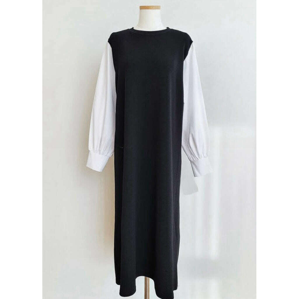 MUMMY.cc:黑白拼色連身裙:Black （現貨）