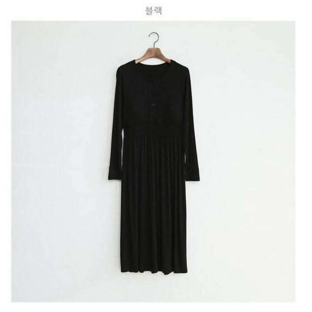 MUMMY.cc:孕婦舒適哺乳彈性柔棉裙:Black