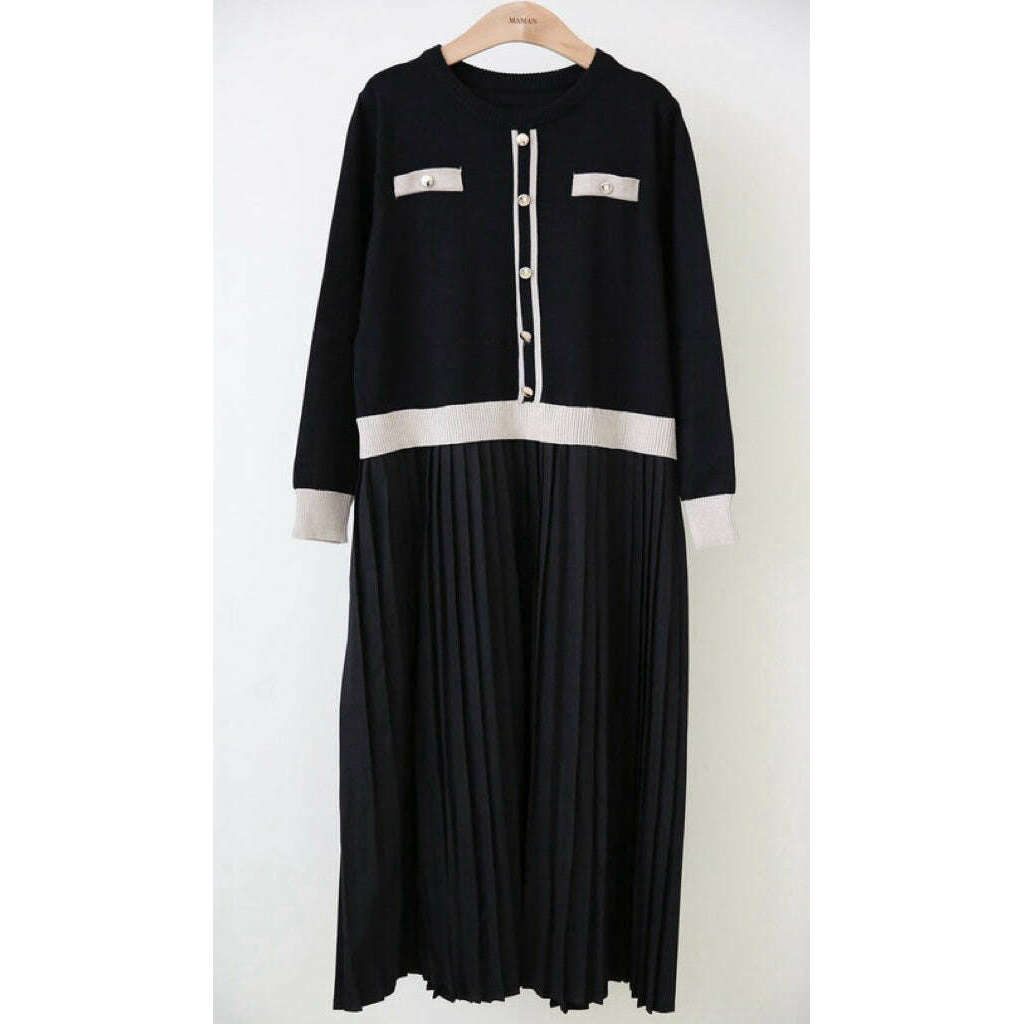 MUMMY.cc:大方斯文孕婦假兩件針織連身裙