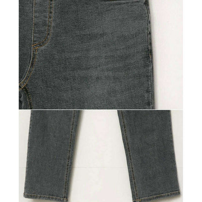 MUMMY.cc:簡約修身灰色直筒牛仔褲