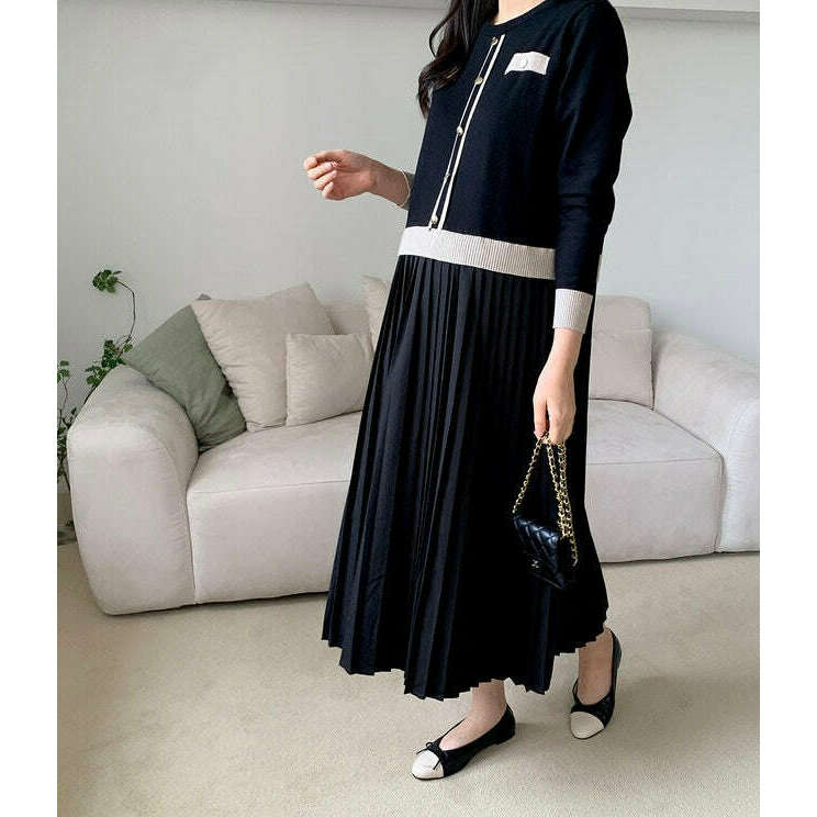 MUMMY.cc:大方斯文孕婦假兩件針織連身裙