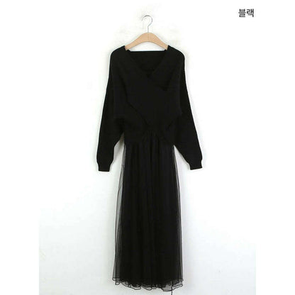 MUMMY.cc:交叉裹式針織背心紗裙套裝