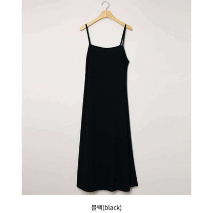 MUMMY.cc:吊帶垂感休閒連身裙配抽繩上衣套裝（單購）:Dress / Black