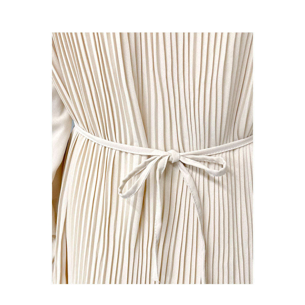 MUMMY.cc:純色寬鬆壓褶雪紡連身裙