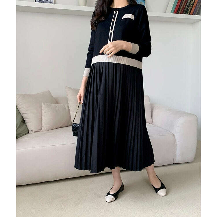 MUMMY.cc:大方斯文孕婦假兩件針織連身裙