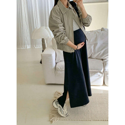MUMMY.cc:孕婦高腰半截側開叉長裙