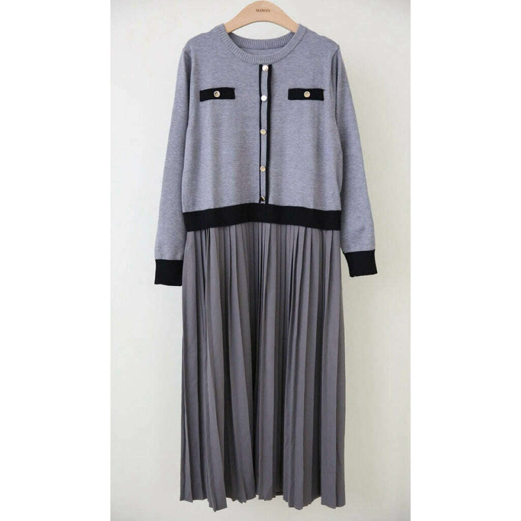 MUMMY.cc:大方斯文孕婦假兩件針織連身裙