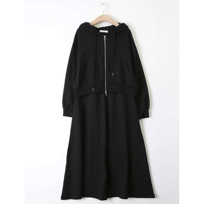 MUMMY.cc:純色舒適休閒套裝中袖連身裙:Black