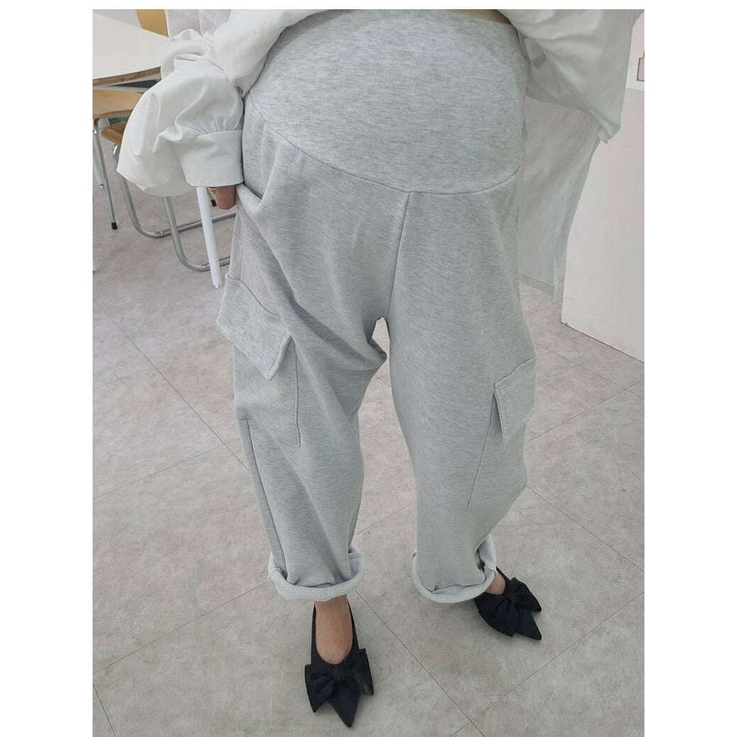 MUMMY.cc:孕婦寬鬆舒適工裝直筒長褲