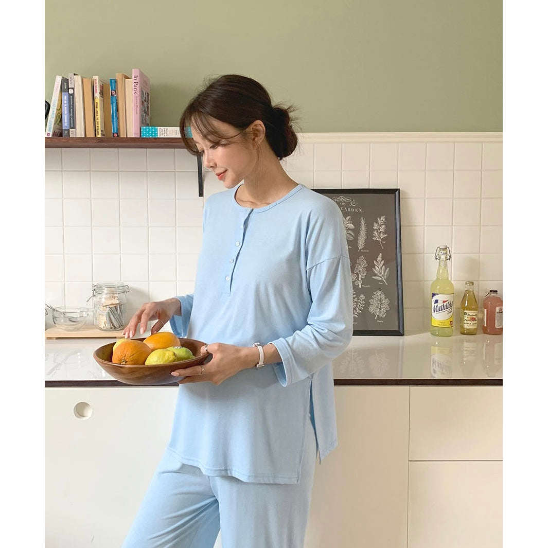 MUMMY.cc:簡約舒適哺乳孕婦長袖睡衣