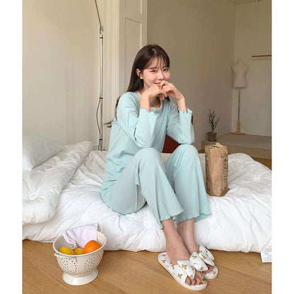 MUMMY.cc:孕婦羅紋花邊哺乳舒適睡衣