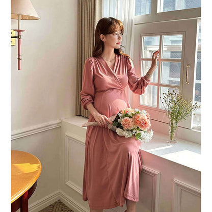 MUMMY.cc:包裹哺乳柔軟綁結孕婦連身裙